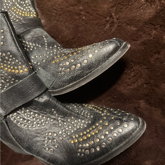 Jeffrey Campbell Studded Black Leather Heeled Boots - Picture 3 of 6